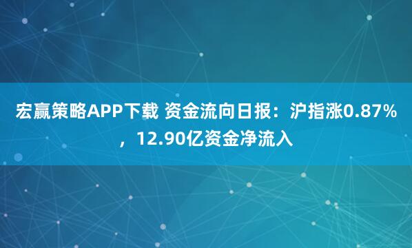 宏赢策略APP下载 资金流向日报：沪指涨0.87%，12.90亿资金净流入