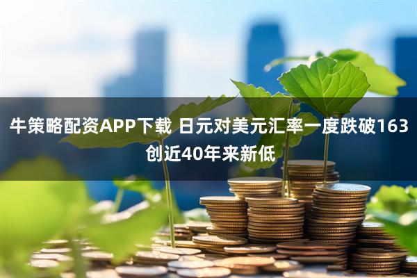 牛策略配资APP下载 日元对美元汇率一度跌破163 创近40年来新低